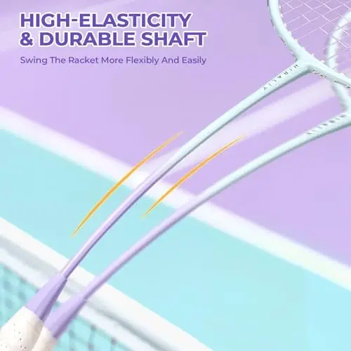 HIRALIY Badminton Rackets Includ 2/4 Rackets, 6/12 Birdies, 1 Carrying Bag | 2/4 Badminton Rackets Set for Backyards, Badminton Set, Outdoor Game for Adult Family Beginner - 6