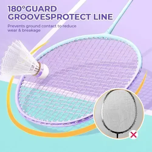 HIRALIY Badminton Rackets Set for Backyards, Lightweight Badminton Set of 2/4, Includ Rackets, 6 Birdies, 1 Carrying Bag, Outdoor Games for Adults Family Kids Beginners - 5