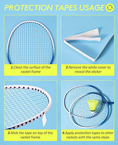 HIRALIY Badminton Rackets Set of 4 for Outdoor Backyard Games, Including 4 Rackets, 12 Nylon Shuttlecocks, 4 Replacement Grip Tapes and 1 Carrying Bag - 9