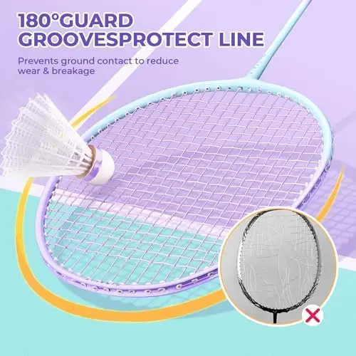 HIRALIY Badminton Rackets Set for Backyards, Badminton Set, Includ 2/4 Rackets, 6/12 Birdies, 1 Carrying Bag, Outdoor Game for Adult Family Beginner - 4