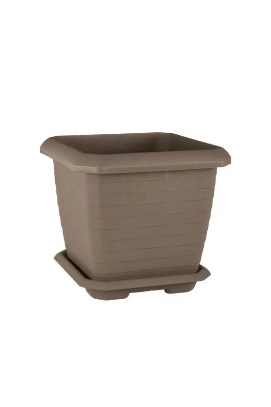 Hisar Kare Saksı 25,3 Lt - Dış Ve Iç Mekan Saksı - MOCHA - 1