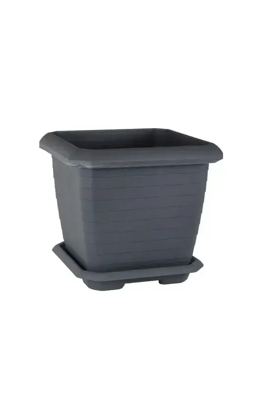 Hisar Square Pot 25,3 Lt - Outdoor And Indoor Pot-DARK ANTHRACITE - Modazone