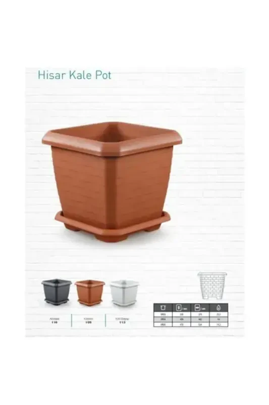 Hisar Square Pot 25.5 Lt Tile-Orange - 3