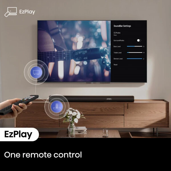 Hisense 5.1 Ch Soundbar R652 with a total of 440W output, Rear Surround Speakers, 6.5” Wireless Subwoofer, Dolby Atmos and DTS Virtual X, Easy Connect - 6