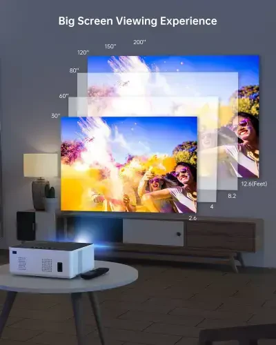 HISION Bluetooth 1080P FHD LCD Mini Projector with 200