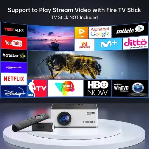 HISION Bluetooth 1080P FHD LCD Mini Projector with 200