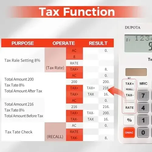 Hisoblagich qurilmasi Qo‘lda katta displeyli Katta tugmali 12 xonali 2 qatorli LCD, Ikkita Quyosh energiyasi va batareya, Ofis, Uy, Maktab va Biznes uchun soliq va tekshirish funksiyali hisoblagich （OA-635） - DUPOTA