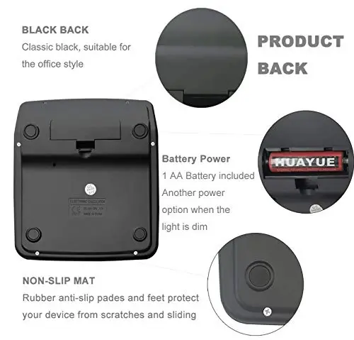 Hisoblagichlar, BESTWYA 12 raqamli ikki tomonlama qo'lda ishlaydigan stol hisoblagichi katta LCD displey, katta sezgir tugma bilan (qora, 5 dona) - 2