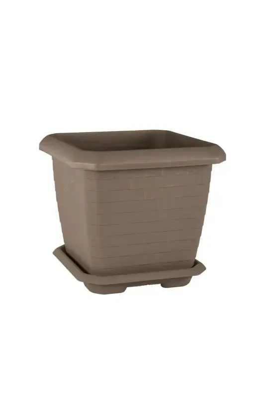 Hisor Kare Saksisi 25,3 Lt - Tashqi Va Ichki Makon Saksisi-MOCHA - 1