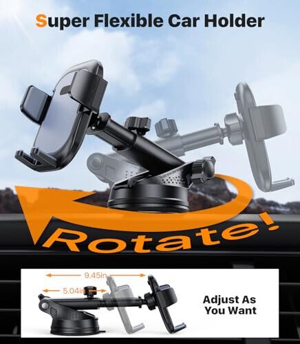 hitolza Ultra Stable Phone Holders for Your Car [Powerful & 360 Adjustable Suction Cup] Universal Car Phone Holder Mount Long Arm Flexible Car Mount for Dashboard Windshield Air Vent All Phone Case - 6