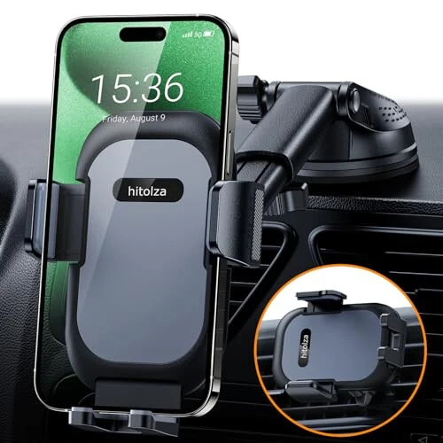 hitolza Ultra Stable Phone Holders for Your Car [Powerful & 360 Adjustable Suction Cup] Universal Car Phone Holder Mount Long Arm Flexible Car Mount for Dashboard Windshield Air Vent All Phone Case - hitolza