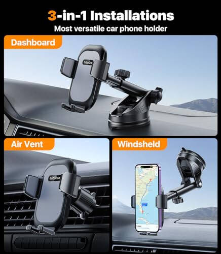 Hitolza Ultra Stable Phone Holders for Your Car [Powerful & 360 Adjustable Suction Cup] Universal Car Phone Holder Mount Long Arm Flexible Car Mount for Dashboard Windshield Air Vent All Phone Case - 2