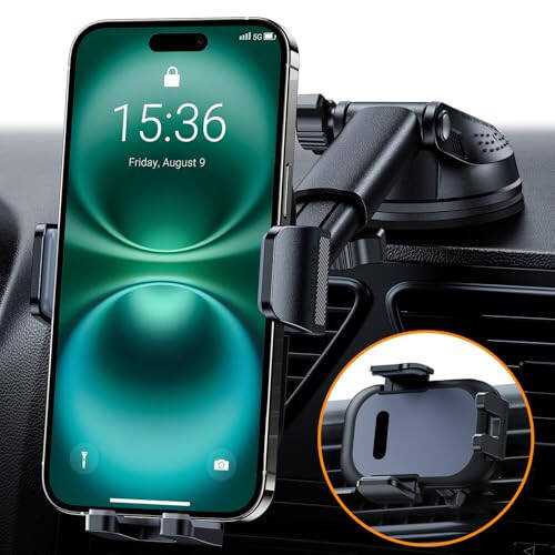 Hitolza Ultra Stable Phone Holders for Your Car [Powerful & 360 Adjustable Suction Cup] Universal Car Phone Holder Mount Long Arm Flexible Car Mount for Dashboard Windshield Air Vent All Phone Case - 9