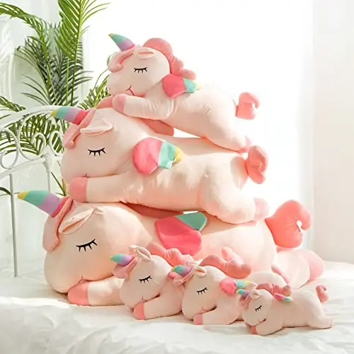 hitoshe Unicorn Stuffed Animal, Soft Unicorn Plush Hugging Pillow Toy Gifts for Kids (Pink, 15.7 in) - 1