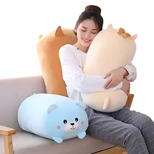 hitoshe Bear Plush Pillow, Soft Bear Stuffed Animal Toy Cylindrical Body Pillow Gifts for Kids, 33.5
