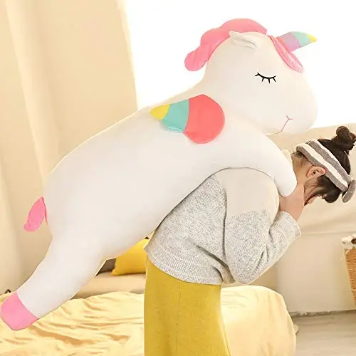 hitoshe Giant Unicorn Stuffed Animal, Big Unicorn Plush Pillow Toy Gifts for Kids, Valentine, Christmas (White, 51.1 in) - HITOSHE (1)