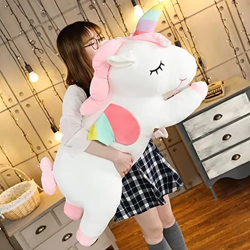 hitoshe Giant Unicorn Stuffed Animal, Big Unicorn Plush Pillow Toy Gifts for Kids, Valentine, Christmas (White, 51.1 in) - 3