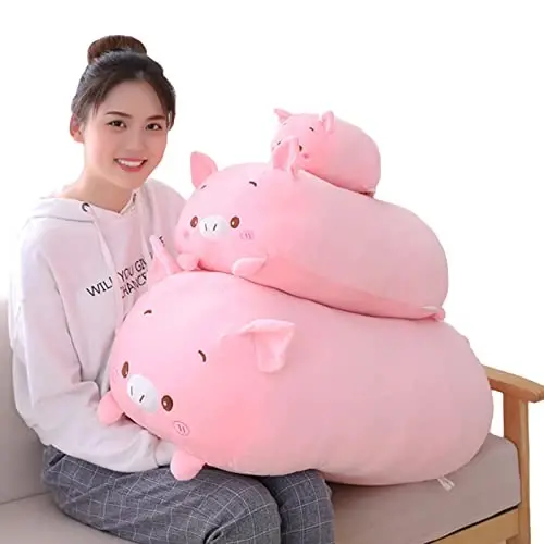hitoshe Pig Plush Pillow, Soft Pink Pig Stuffed Animal Body Pillow Toy Gifts for Bedding, Kids, 33.5