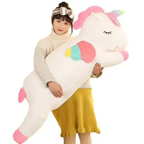 hitoshe Giant Unicorn Stuffed Animal, Big Unicorn Plush Pillow Toy Gifts for Kids, Valentine, Christmas (White, 51.1 in) 