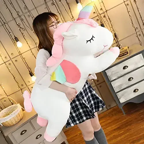 hitoshe Giant Unicorn Stuffed Animal, Big Unicorn Plush Pillow Toy Gifts for Kids, Valentine, Christmas (White, 51.1 in) - 3
