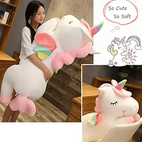 hitoshe Giant Unicorn Stuffed Animal, Big Unicorn Plush Pillow Toy Gifts for Kids, Valentine, Christmas (White, 51.1 in) - 5