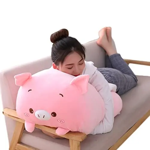 hitoshe Pig Plush Pillow, Soft Pink Pig Stuffed Animal Body Pillow Toy Gifts for Bedding, Kids, 33.5