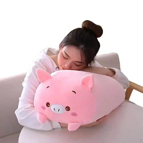hitoshe Pig Plush Pillow, Soft Pink Pig Stuffed Animal Body Pillow Toy Gifts for Bedding, Kids, 33.5