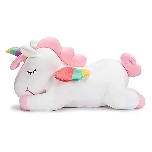 hitoshe Unicorn Doldurulmuş Hayvanlar, Yumuşak Unicorn Peluş Sarılma Yastık Oyuncak Çocuklar için Hediyeler (Beyaz, 12 inç) 