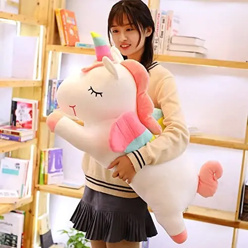 hitoshe Unicorn Doldurulmuş Hayvanlar, Yumuşak Unicorn Peluş Sarılma Yastık Oyuncak Çocuklar için Hediyeler (Beyaz, 12 inç) - 2