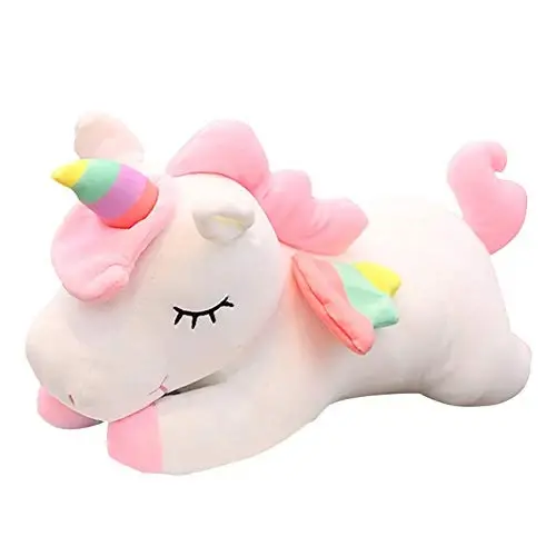 hitoshe Unicorn Dolması Hayvan, Yumuşak Unicorn Peluş Sarılma Yastık Oyuncak Çocuklar için Hediyeler (Beyaz, 19.6 inç) 
