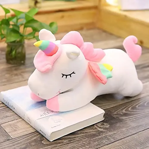 hitoshe Unicorn Dolması Hayvan, Yumuşak Unicorn Peluş Sarılma Yastık Oyuncak Çocuklar için Hediyeler (Beyaz, 19.6 inç) - HITOSHE (1)