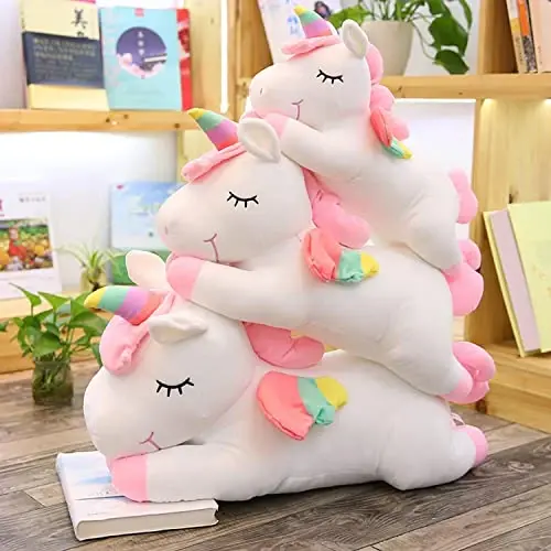 hitoshe Unicorn Dolması Hayvan, Yumuşak Unicorn Peluş Sarılma Yastık Oyuncak Çocuklar için Hediyeler (Beyaz, 19.6 inç) - 3