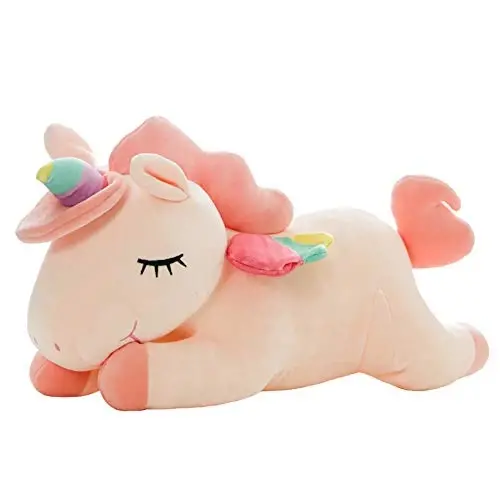hitoshe Unicorn Stuffed Animal, Soft Unicorn Plush Hugging Pillow Toy Gifts for Kids (Pink, 19.6 in) - 1