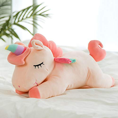 Hitoshe Unicorn Peluş Oyuncaklar, Yumuşak Unicorn Peluş Kucaklama Yastığı Oyuncak Hediyeler Çocuklar İçin (Pembe, 12 inç) - 2