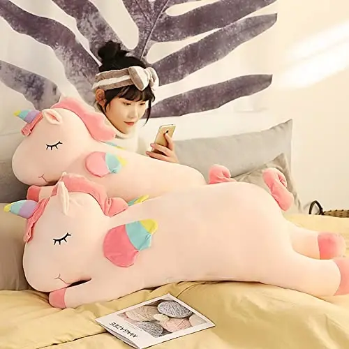 hitoshe Unicorn Plush Hugging Pillow, Big Unicorn Stuffed Animal Body Pillow Toy Gifts for Kids, Valentine, Christmas (Pink, 31.4 in) - 4