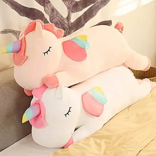 Hitoshe Unicorn Peluş Sarılma Yastığı, Büyük Unicorn Doldurulmuş Hayvan Vücut Yastığı Oyuncak Çocuklar için Hediyeler, Sevgililer Günü, Noel (Beyaz, 39.3 inç) - 4