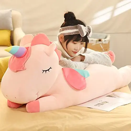 hitoshe Unicorn Plush Hugging Pillow, Big Unicorn Stuffed Animal Body Pillow Toy Gifts for Kids, Valentine, Christmas (Pink, 51.1 in) - 6