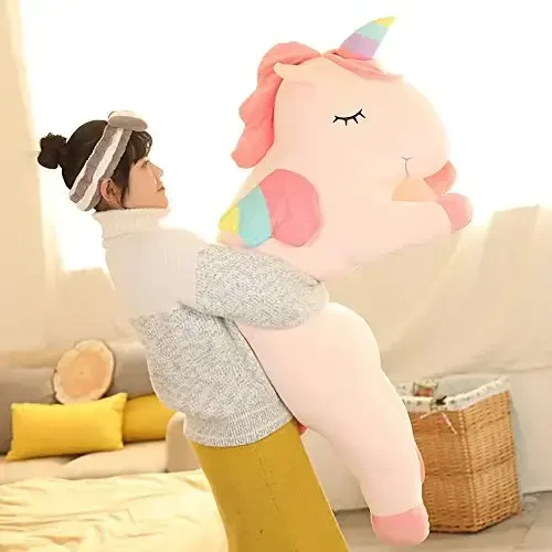 hitoshe Unicorn Plush Hugging Pillow, Big Unicorn Stuffed Animal Body Pillow Toy Gifts for Kids, Valentine, Christmas (Pink, 51.1 in) - 3