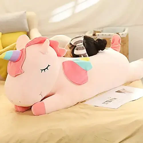 hitoshe Unicorn Plush Hugging Pillow, Big Unicorn Stuffed Animal Body Pillow Toy Gifts for Kids, Valentine, Christmas (Pink, 51.1 in) - 5