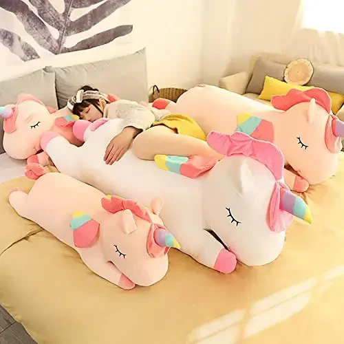 hitoshe Unicorn Plush Hugging Pillow, Big Unicorn Stuffed Animal Body Pillow Toy Gifts for Kids, Valentine, Christmas (White, 39.3 in) - 5