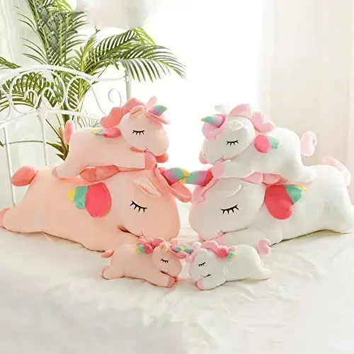 hitoshe Unicorn Stuffed Animal, Soft Unicorn Plush Hugging Pillow Toy Gifts for Kids (Pink, 23.6 in) - 3