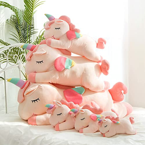 Hitoshe Unicorn Stuffed Animals, Soft Unicorn Plush Hugging Pillow Toy Gifts for Kids (Pink, 12 in) - 4