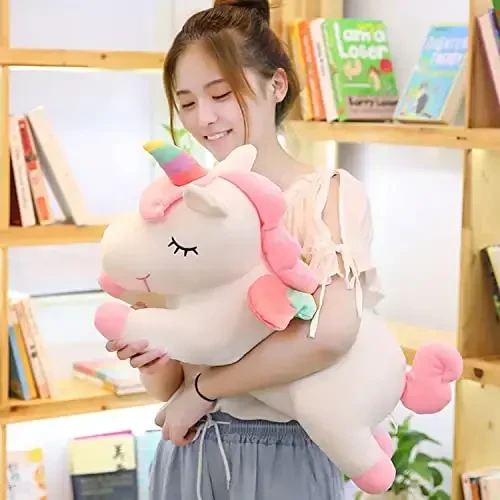 hitoshe Unicorn Yumshoq O'yinchoq, Yumshoq Unicorn Plush Yostiq Bolalar uchun Sovg'alar (Oq, 15.7 dyuym) - 6