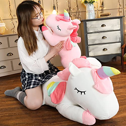 Hitoshe Unicorn Yumshoq O'yinchoqlar, Yumshoq Unicorn Plush Quchoqlash Yostiq O'yinchoq Sovg'alar Bolalar Uchun (Pushti, 12 dyuym) - 6