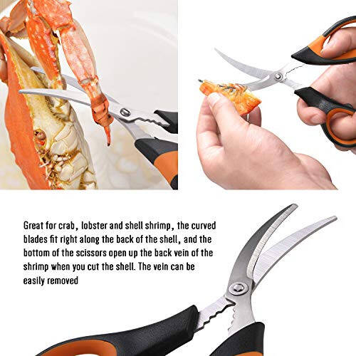 Hiware 20-piece Seafood Tools Set includes 6 Crab Crackers, 6 Lobster Shellers, 6 Crab Leg Forks/Picks and 2 Seafood Scissors & Storage Bag - Nut Cracker Set - 6