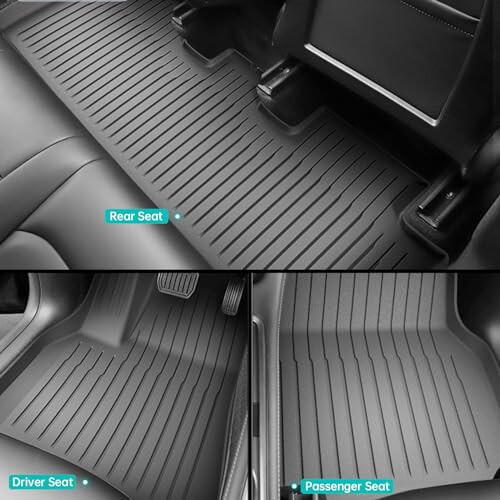 HIXIU Floor Mats for Tesla Model Y 2020-2024 TPE All-Weather Interior Liners Mats Accessories for 5-Seat (3Pcs, Grey) - 2