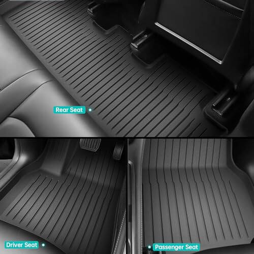 HIXIU Floor Mats for Tesla Model Y 2020-2024 TPE All-Weather Interior Liners Mats Accessories for 5-Seat (3Pcs,Black) - 2