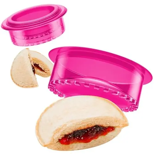 HiYZ Glitter Sandwich Cutter and Sealer - 5 PCS Decruster Sandwich Maker - Peanut Butter and Jelly Crustless Sandwich Cookie Cutter for Kids Children, Glitter Design - MODAZONE