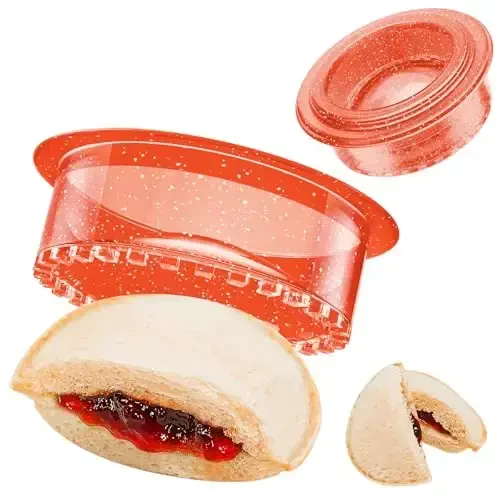 HiYZ Glitter Sandwich Cutter and Sealer - 5 PCS Decruster Sandwich Maker - Peanut Butter and Jelly Crustless Sandwich Cookie Cutter for Kids Children, Glitter Design - HiYZ (1)