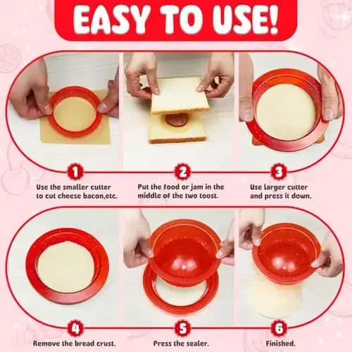 HiYZ Glitter Sandwich Cutter and Sealer - 5 PCS Decruster Sandwich Maker - Peanut Butter and Jelly Crustless Sandwich Cookie Cutter for Kids Children, Glitter Design - 4